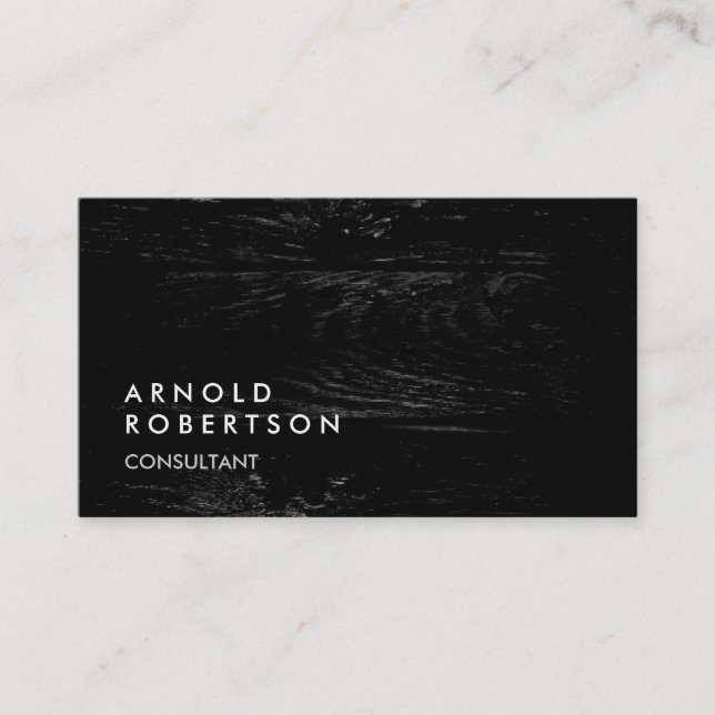 Wood Simple Plain Grey Chic Trendy Business Card (Front)