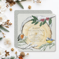 Wood Slice Bird Baby It's Cold Outside Baby Shower