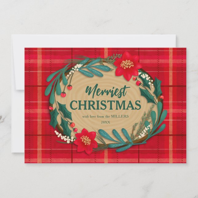 Wood Slice Wishes Holiday Card (Front)