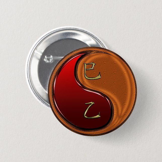 Wood Snake 6 Cm Round Badge (Front & Back)