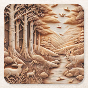 Wood Square Paper Coaster