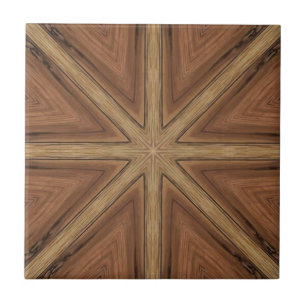 Wood star geometric art design tile