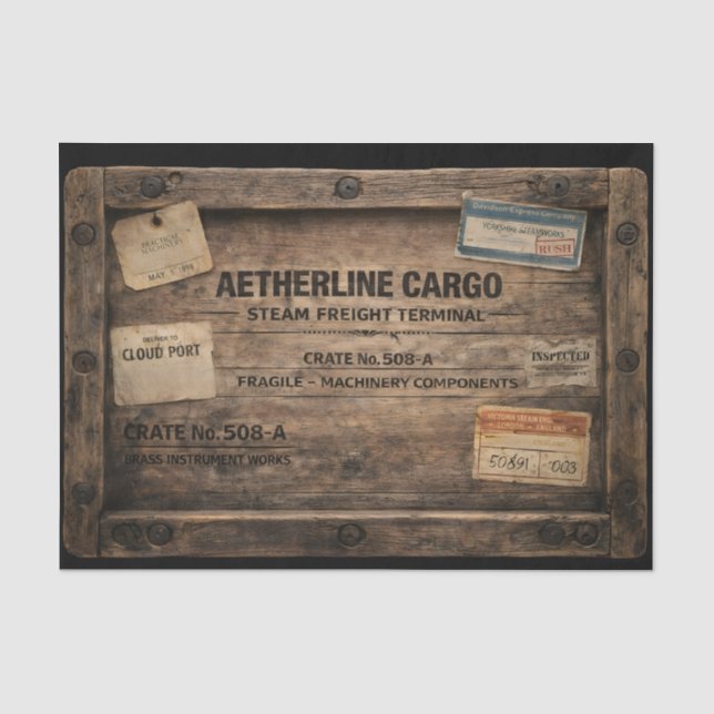 Wood Steampunk Cargo Crate FC1 Decoupage Tissue Paper (Front)