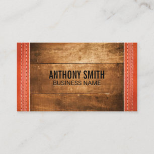 Wood Stitched Leather Business Card
