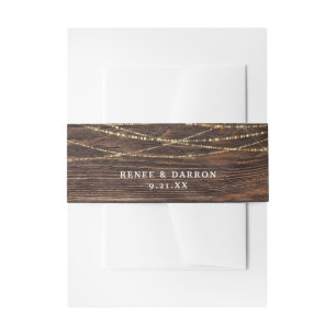 Wood & String Lights Invitation Belly Band