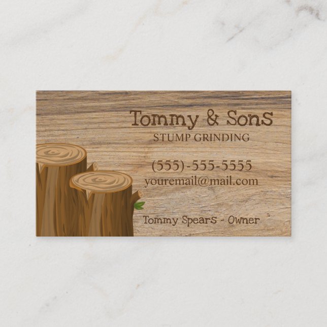 Wood Stump Grinding Tree Removal Service  Business Card (Front)