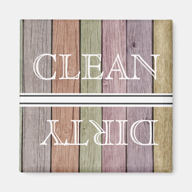 Wood Style Dishwasher Magnet Clean & Dirty (Front)