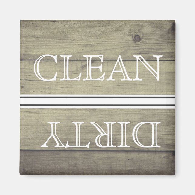 Wood Style Dishwasher Magnet Clean & Dirty (Front)