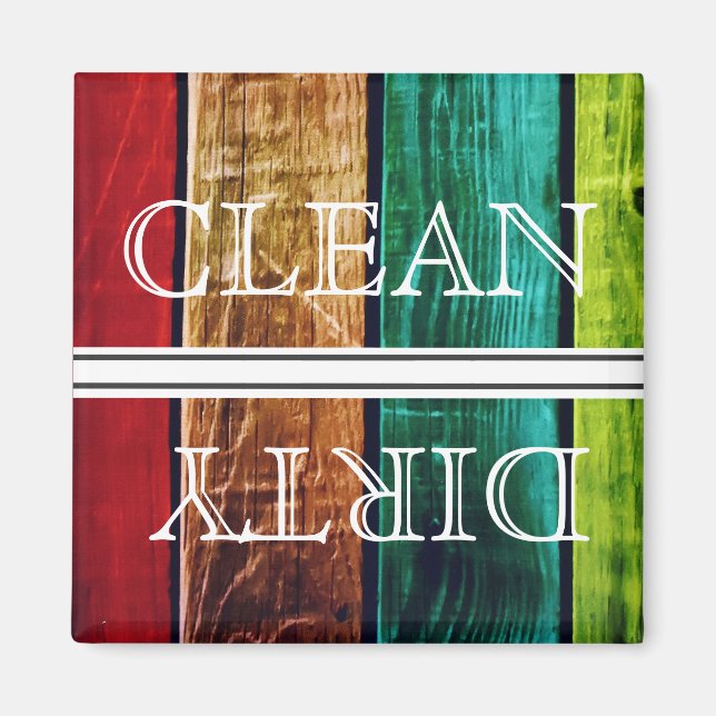 Wood Style Dishwasher Magnet Clean & Dirty (Front)