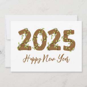 Wood style simple happy new years cards 2025