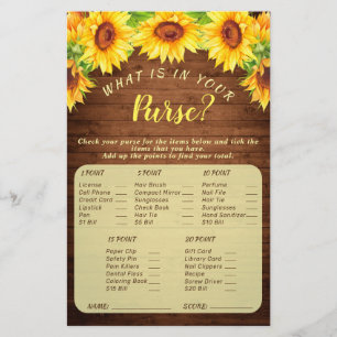 Wood Sunflower Blossom Greenery Bridal Shower Game