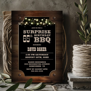 Wood Surprise 65th Birthday BBQ Invitation