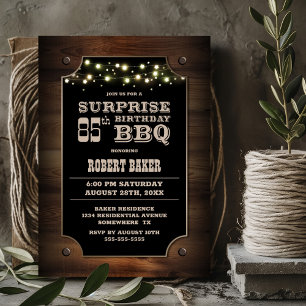 Wood Surprise 85th Birthday BBQ Invitation