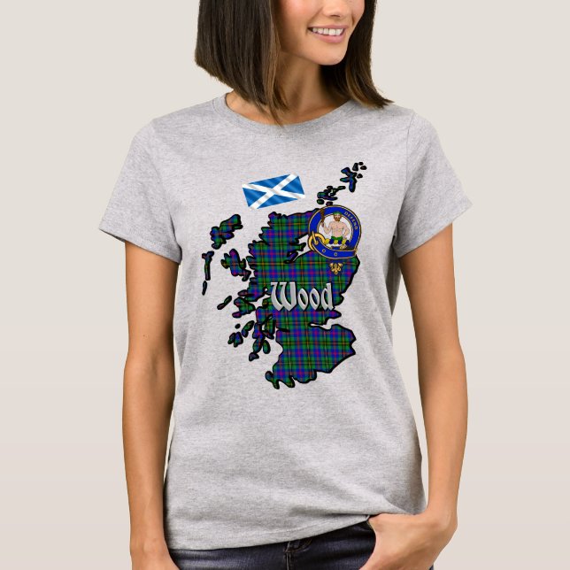 Wood Tartan Map & Badge Women's T-Shirt (Front)