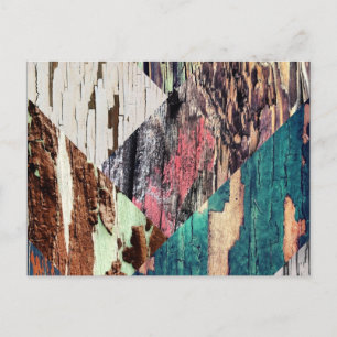 Wood Texture Collage Postcard