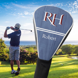 Wood Texture Personalised Monogram Name Golf Head Cover