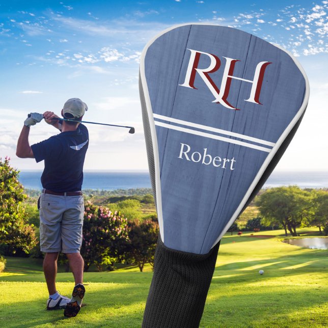 Wood Texture Personalised Monogram Name  Golf Head Cover (Creator Uploaded)