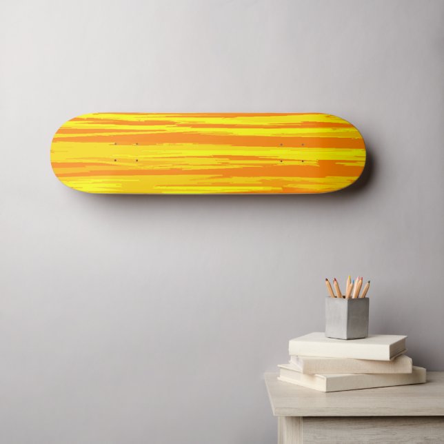 Wood Texture Print Pattern Yellow Orange Skateboard (Wall Art (Horz))