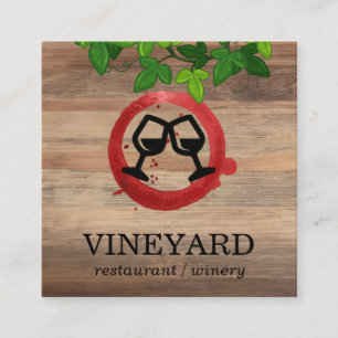 Wood Texture / Wine Glass   Vines Square Business Card