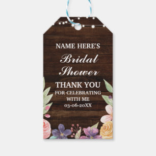 Wood Thank you Tag Rustic Flower Bridal Shower