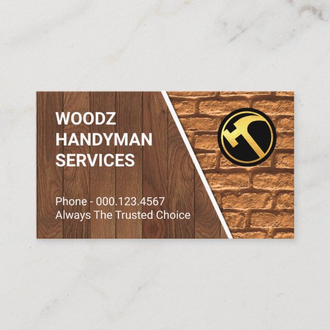 Wood Timber Stone Brick Layers Business Card (Front)
