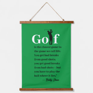 Wood Topped Golf Quote Wall Tapestry