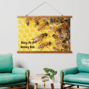 Wood Topped Wall Tapestry Busy As A Honey Bee