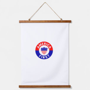 Wood Topped Wall Tapestry With America First