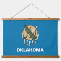 Wood Topped Wall Tapestry with flag of Oklahoma