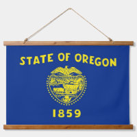 Wood Topped Wall Tapestry with flag of Oregon