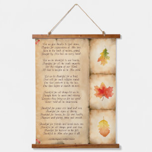 Wood Topped Wall Tapestry with Thanksgiving Poem