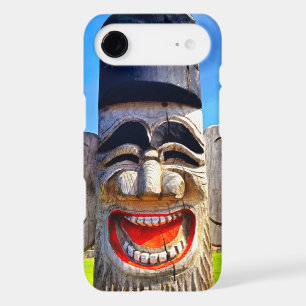 Wood totem laughing face teeth photo funny bold