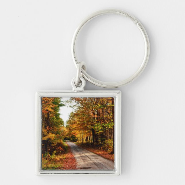 Wood trail with fall foliage key ring (Front)