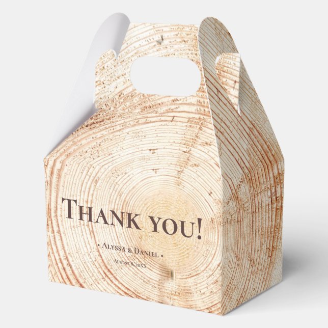Wood tree bark rings Texture Custom Rustic Wedding Favour Box (Front)