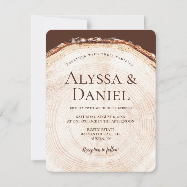 Wood Tree bark Rustic Wedding  Invitation (Front)