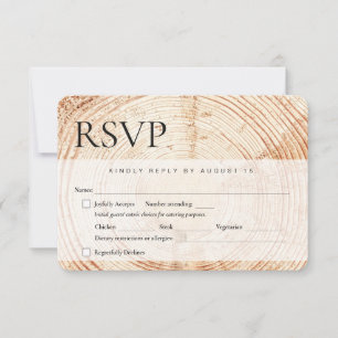 Wood tree bark Rustic Wedding meal choices RSVP Card