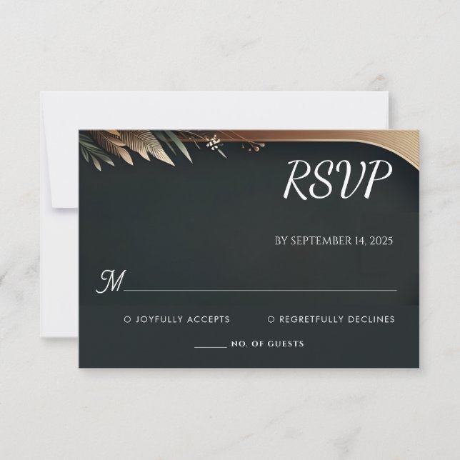 Wood Tree Forest Rustic Barn Farm Arch Wedding RSVP Card (Front)