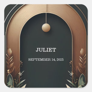 Wood Tree Rustic Barn Farm Arch Bridal Shower Square Sticker