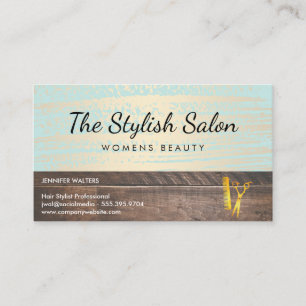 Wood Trim Gold Brushed Beauty Salon Business Card