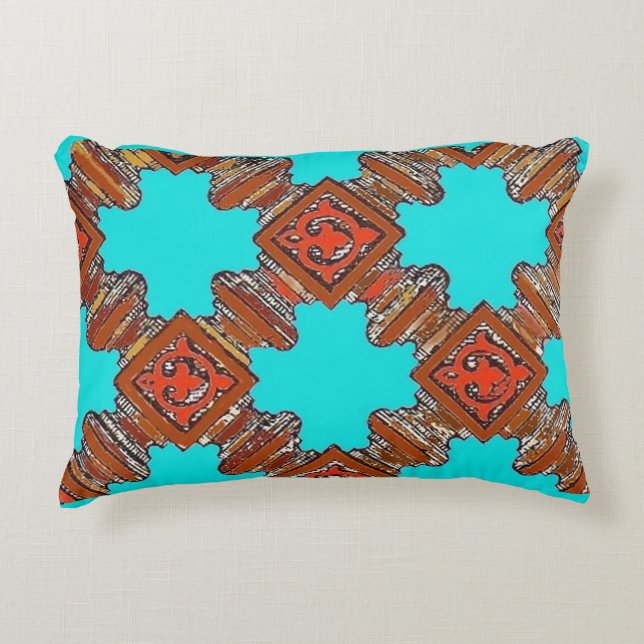 wood turnings print decorative cushion (Front)