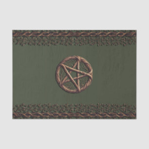Wood Twig Pentacle Olive Green Wiccan  Tissue Paper