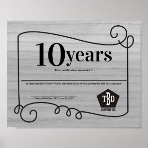 Wood universal employee anniversary certificate poster