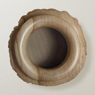 Wood Vessel and Wood Lid Round Pillow