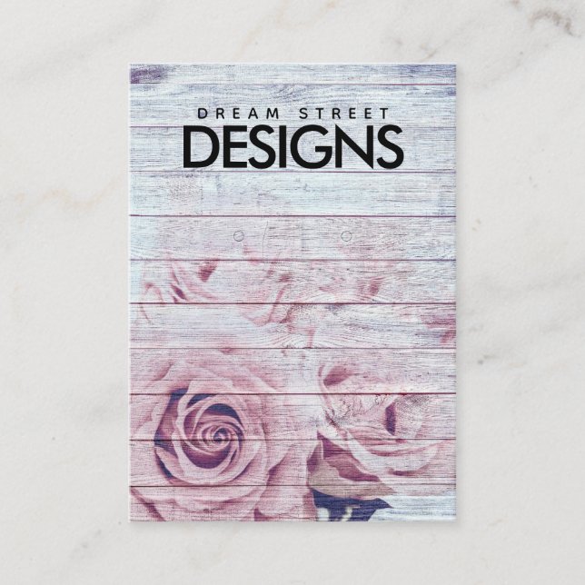 Wood Vintage Roses Earring Display Card (Front)