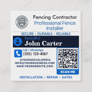 Wood, Vinyl & Chain Link Specialist Modern Fence Square Business Card
