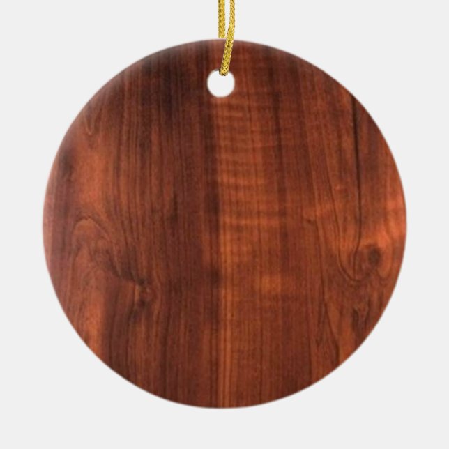 Wood WALNUT look BUY BLANK Blanc Blanche + TEXT Ceramic Tree Decoration (Front)