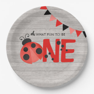 Wood Watercolor Ladybug Oh What Fun To Be One Paper Plate