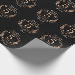 Wood wedding anniversary 5 years wrapping paper<br><div class="desc">A design to celebrate 5 years of marriage. This design has a tan (wood) coloured laurel design on a black background. Wood is the traditional gift for this occasion. The text reads Wood 5 years anniversary. A romantic design to celebrate your 5th year of marriage. If you would like any...</div>