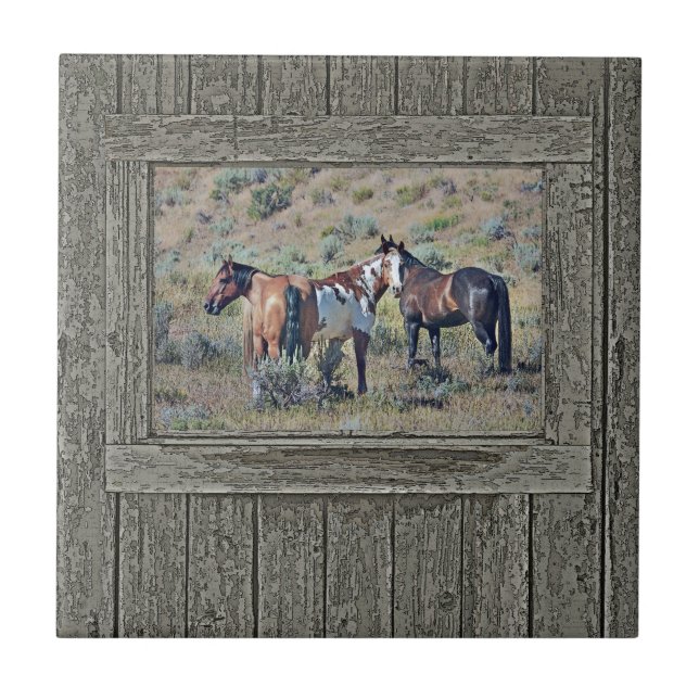 Wood window horses 3 tile (Front)