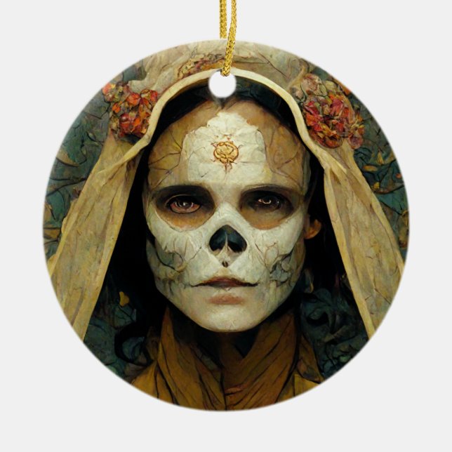 Wood Witch 1 Fantasy Ceramic Tree Decoration (Front)